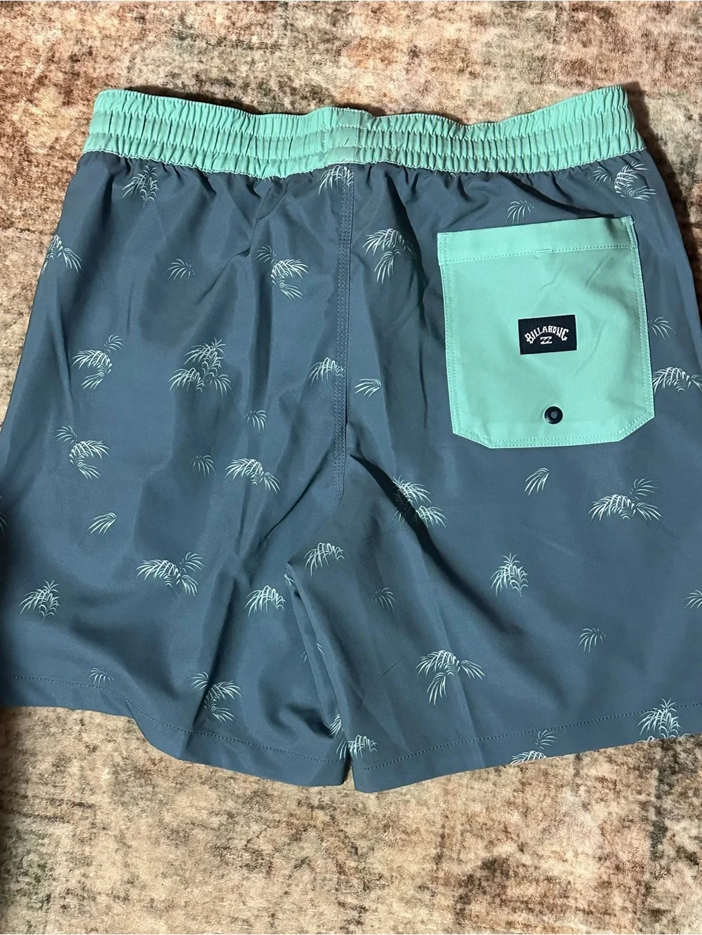 Billabong Men’s Slate Blue Swim Trunks with Mint Waistband